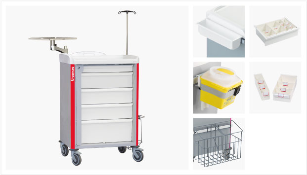 600 x 400 emergency trolleys with joint drawers